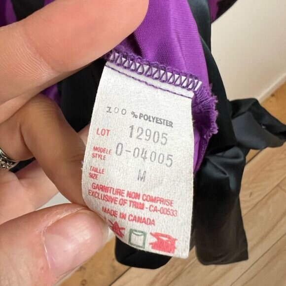 VTG Oscar De La Renta Purple Swirl Black Waist Kaftan Long Sleeve Top Medium - Picture 6 of 10